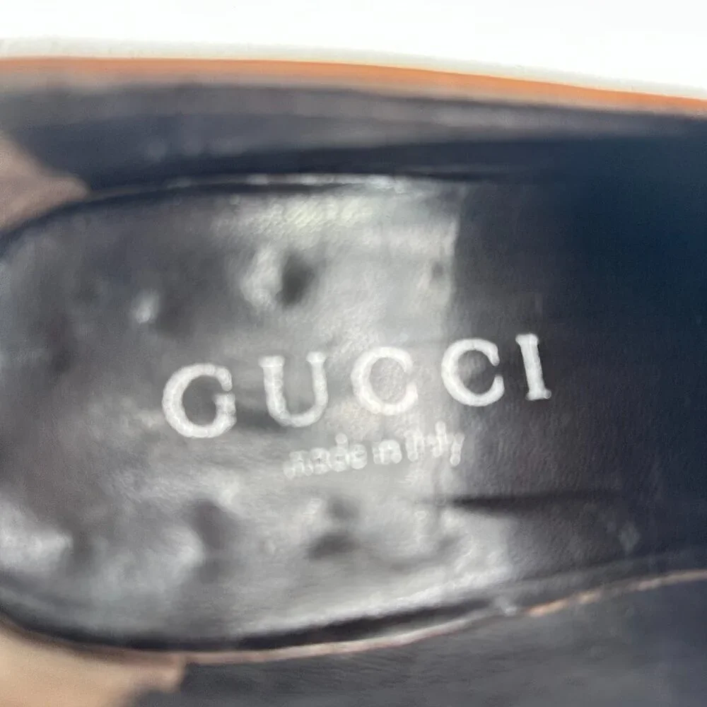 Gucci Men Size EU 40E US 6.5 Brown Leather Silver Horsebit Slip On Loafer Shoes